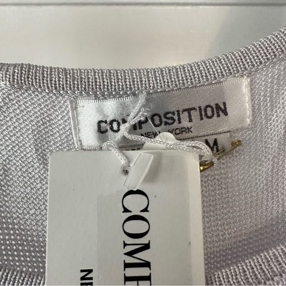 Compositions New York Tank Top Womens Medium Silver Knit Rayon Top Scoop Neck - Picture 6 of 6